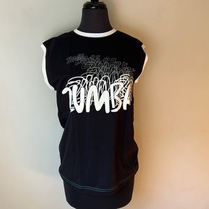 Zumba Fitness 3D Muscle Tank,  Sz S, Black with White detail
